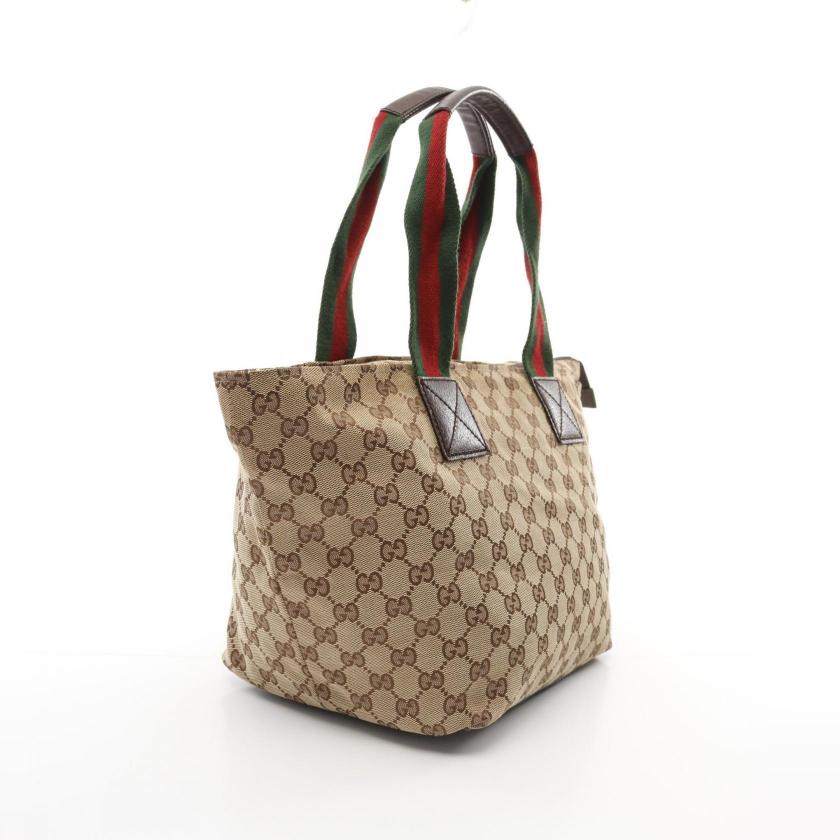 GUCCI GG Canvas Sherry Line Shoulder Bag Tote Beige Multicolor