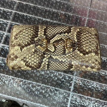 Gucci Horsebit Python Wallet Beige