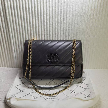 Chanel Classic Flap Bag Black Leather Shoulder Bag Preloved
