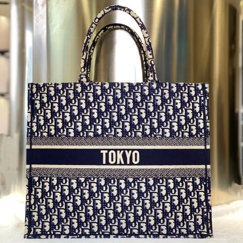 Christian Dior  Blue Tote 7014 Vintage Designer Handbag