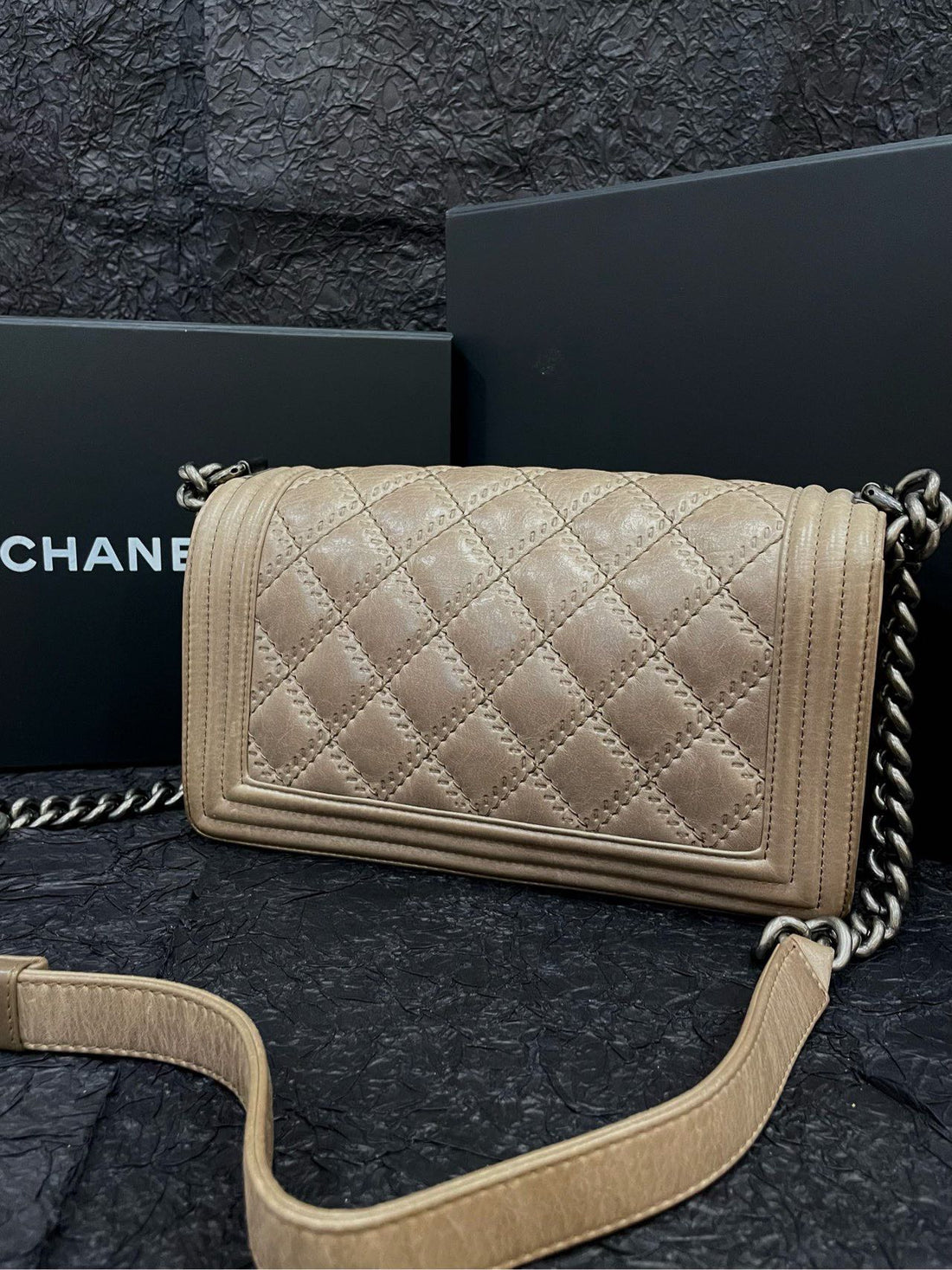 Chanel Vintage Limited Design LeBoy Medium Flap Bag Beige Shoulder Bag