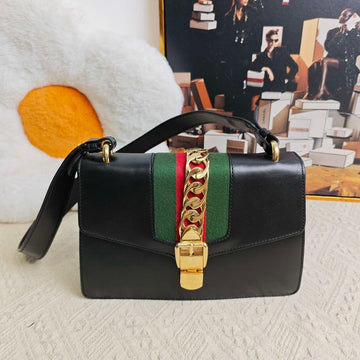 Gucci Sylvie Black Shoulder Bag -  Designer Handbag