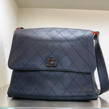 Chanel Vintage Quilted Black Leather Shoulder Bag