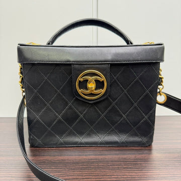 Vintage Chanel Lambskin Black 2way Van Case NG6091 - Shoulder/Top Handle Bag