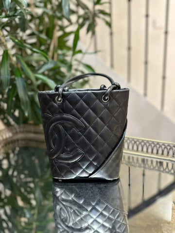 Chanel Preloved Quilted Black Bucket Bag