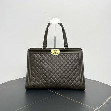 Chanel LeBoy Tote Bag in Black Leather - Preloved Chanel Designer Tote