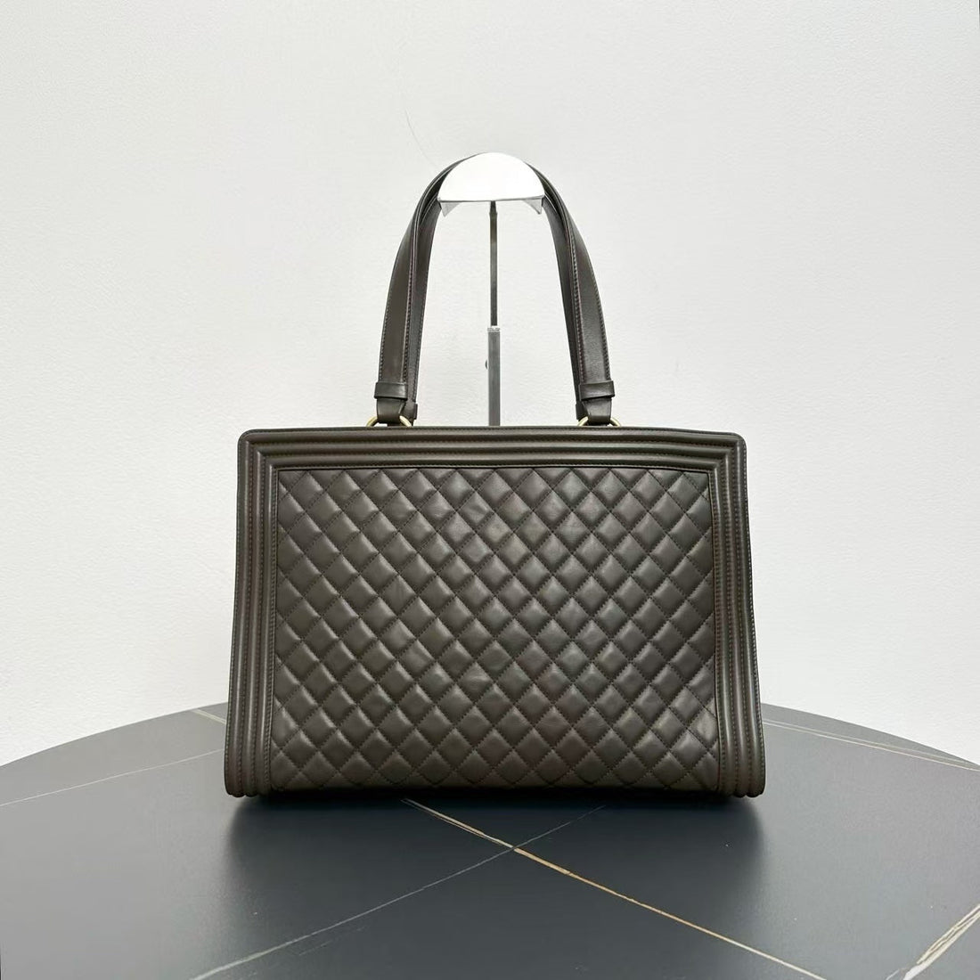 Chanel LeBoy Tote Bag in Black Leather - Preloved Chanel Designer Tote