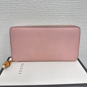 Gucci Pink Leather Bamboo Wallet