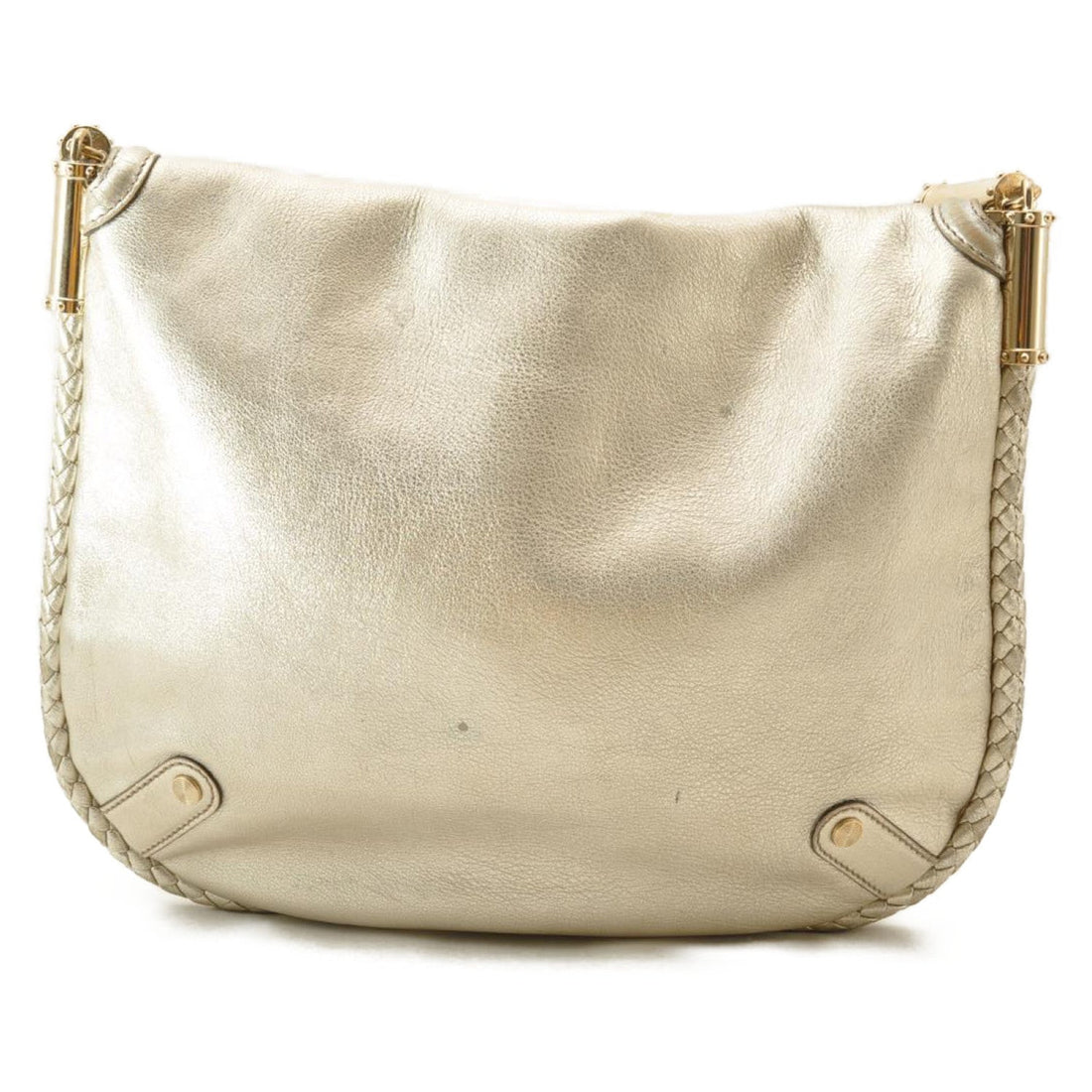 GUCCI Interlocking Fringe Shoulder Bag Leather Champagne Gold 167732 rd106