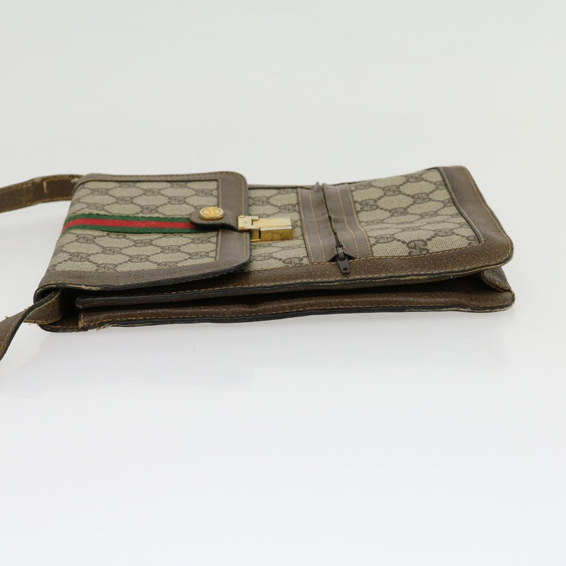 GUCCI GG Canvas Web Sherry Line Shoulder Bag Beige Red Green rd2223