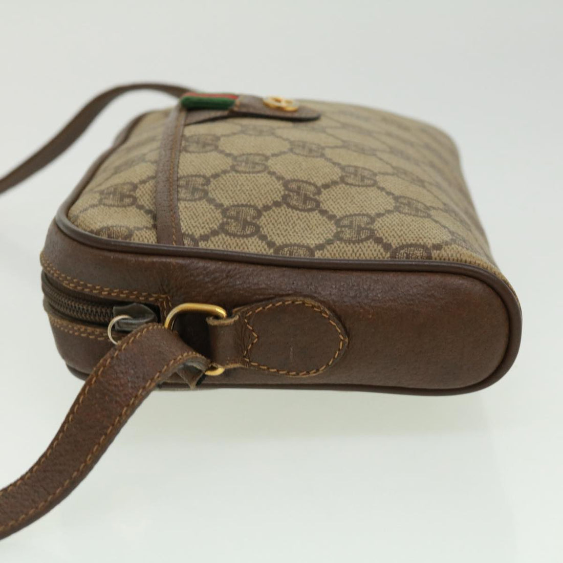 GUCCI GG Canvas Web Sherry Line Shoulder Bag Beige Red Green rd3519