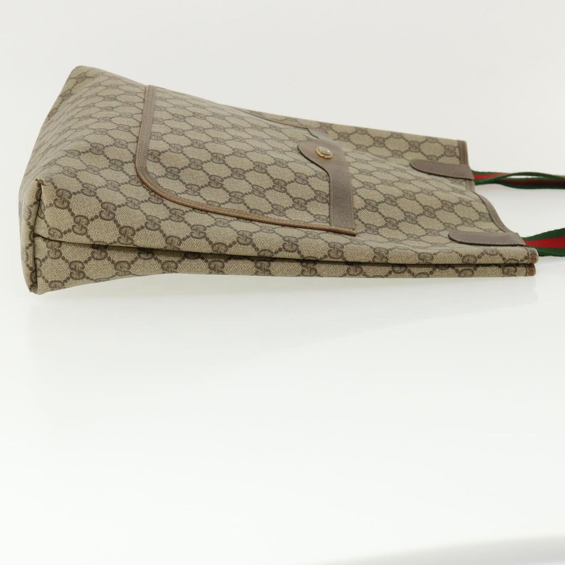 GUCCI Web Sherry Line GG Canvas Tote Bag PVC Leather Beige Green Red rd3959