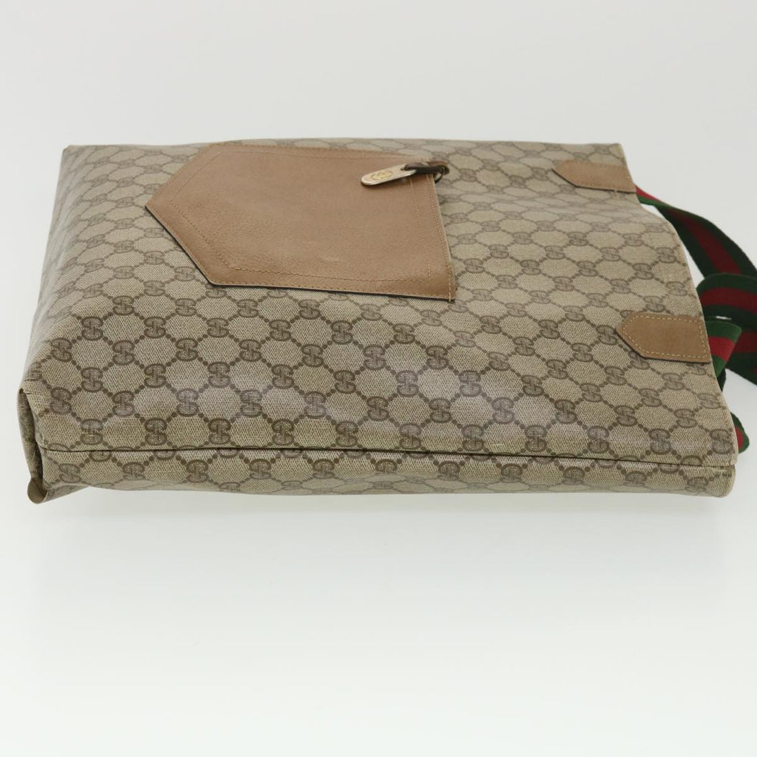 GUCCI Web Sherry Line GG Canvas Tote Bag PVC Leather Beige Green Red rd4576