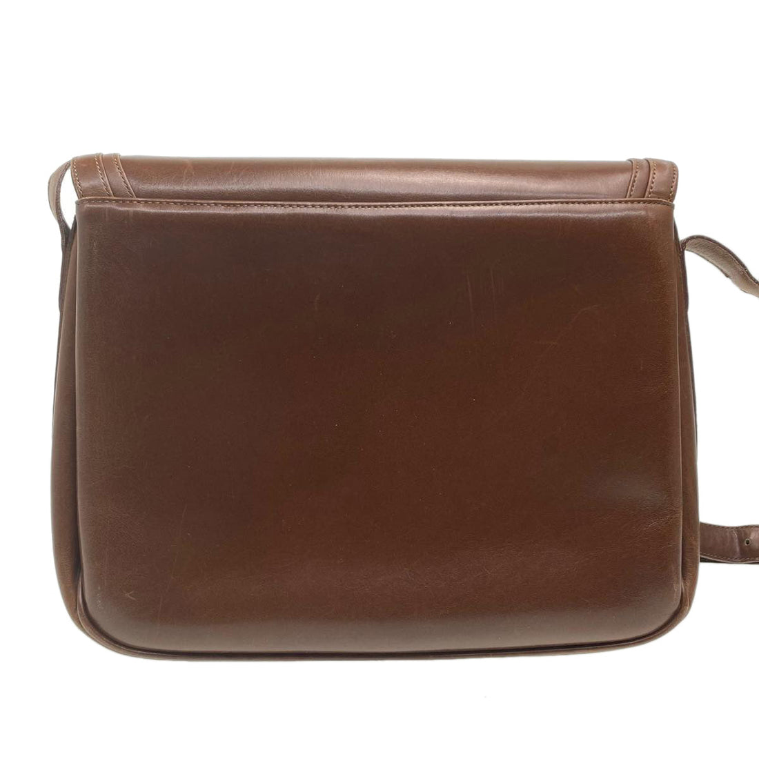 GUCCI Leather Shoulder Bag Brown rd458