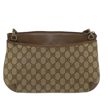 GUCCI GG Canvas Web Sherry Line Shoulder Bag PVC Leather Beige Green rd4793