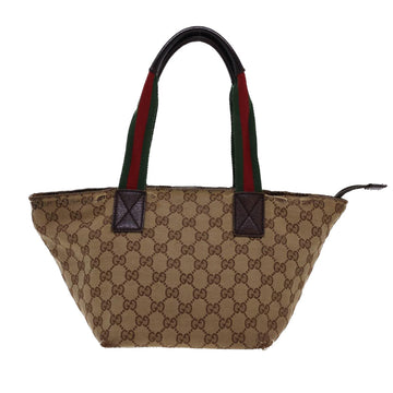 GUCCI GG Canvas Web Sherry Line Tote Bag Beige Red Green 131228 rd4865