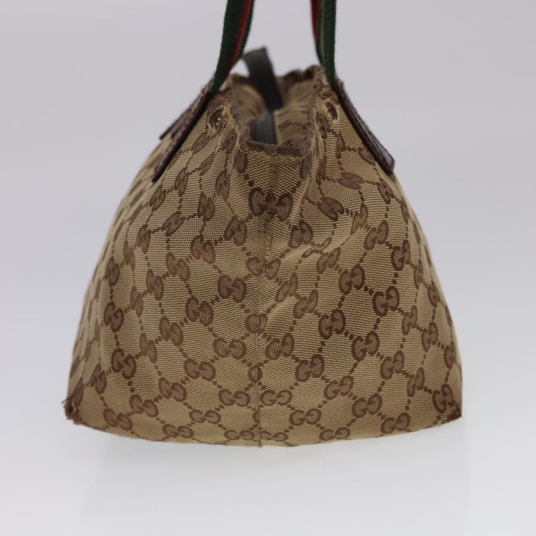 GUCCI GG Canvas Web Sherry Line Tote Bag Beige Red Green 131228 rd4865