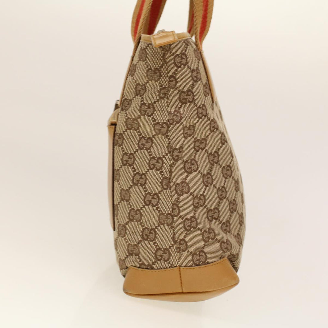 GUCCI GG Canvas Sherry Line Tote Bag Beige Red 019 0402 1705 rd5046