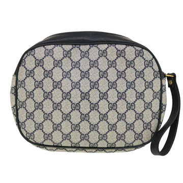 GUCCI GG Canvas Sherry Line Clutch Bag Gray Red Navy 89.01.034 rd5207
