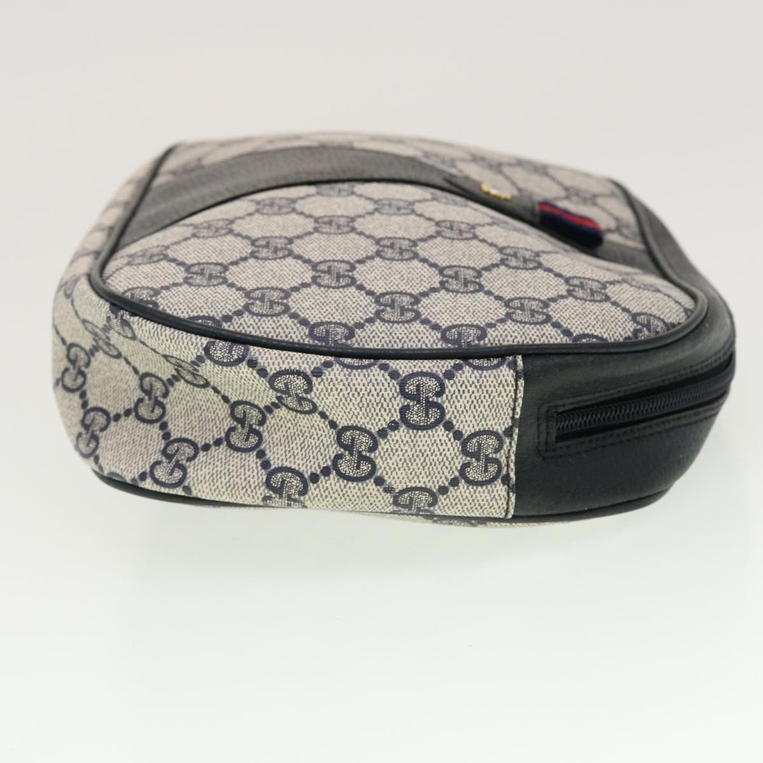 GUCCI GG Canvas Sherry Line Clutch Bag Gray Red Navy 89.01.034 rd5207