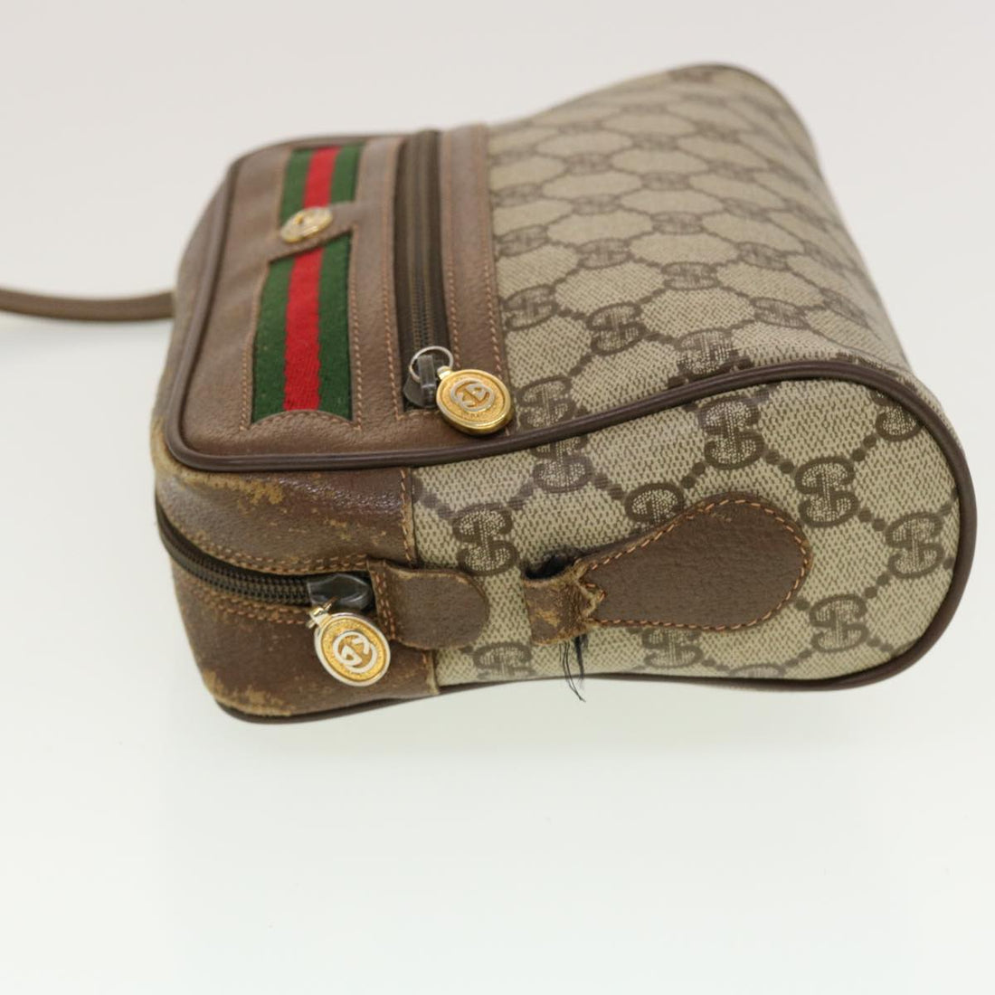 GUCCI GG Canvas Web Sherry Line Shoulder Bag Beige Red 119.02.087 rd5218