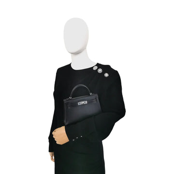 Hermès Kelly Mini Black Box Calfskin Palladium