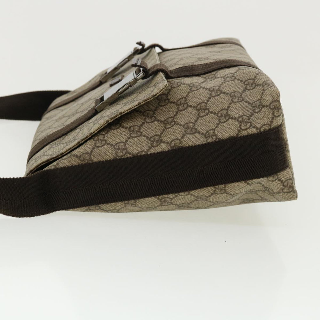 GUCCI GG Canvas Shoulder Bag PVC Leather Beige ro507
