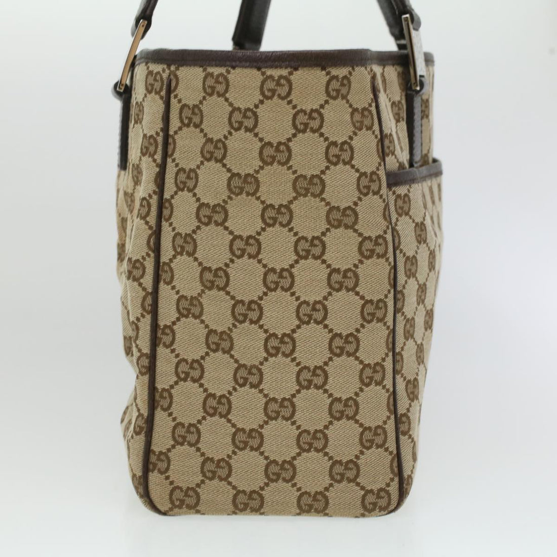 GUCCI GG Canvas Web Sherry Line Tote Bag Beige Red Green ro581