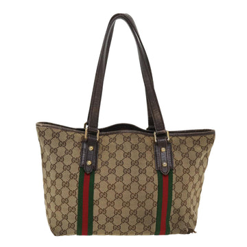 GUCCI GG Canvas Web Sherry Line Tote Bag Beige Red Green 137396 ro795