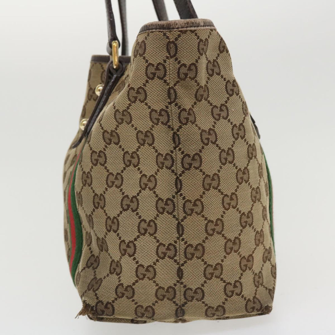 GUCCI GG Canvas Web Sherry Line Tote Bag Beige Red Green 137396 ro795