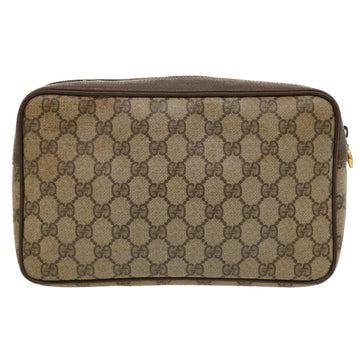 GUCCI GG Canvas Clutch Bag PVC Leather Beige 156.01.044 ro882