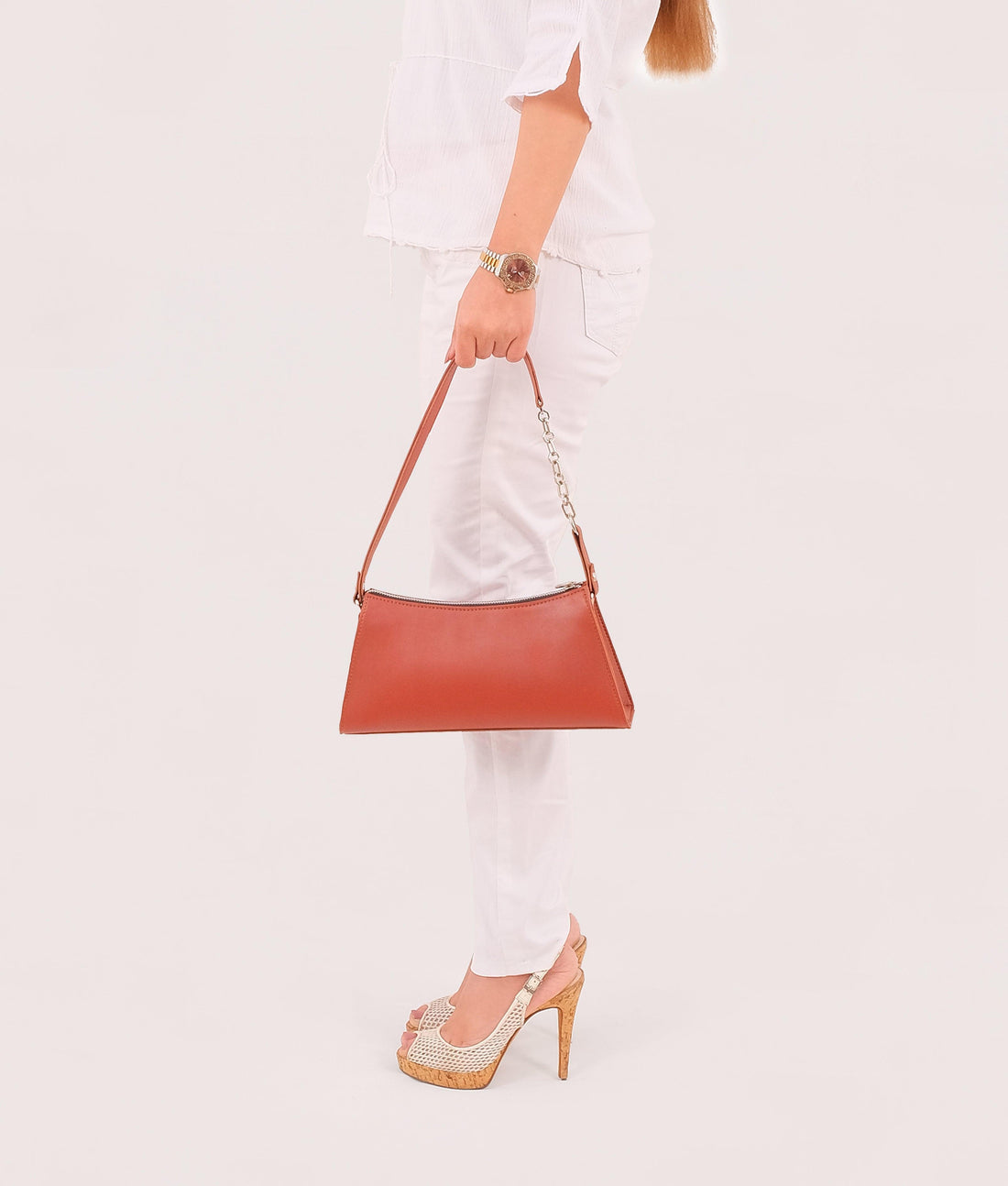 Rust evening bag with chain handle