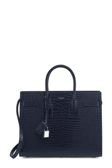 Classic Small Sac De Jour Crocodile Embossed Navy