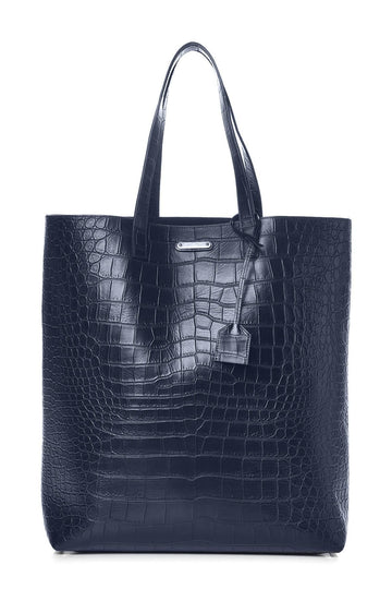 Crocodile Embossed Tote Navy