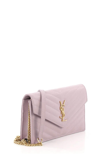 Envelope Chain Wallet Pale Pink with Gold Hardware