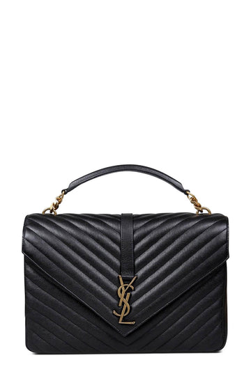 Large Monogram College Bag Black with Gold Hardware