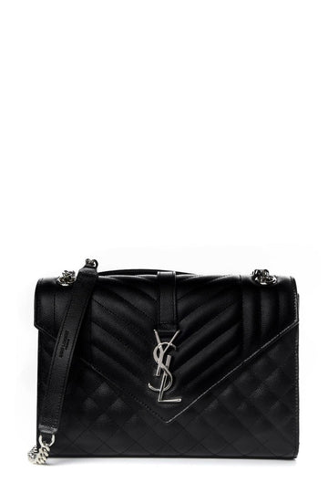 Medium Mix Matelasse Monogram Envelope Bag Black with Silver Hardware