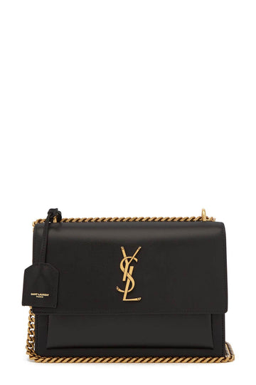 Medium Sunset Bag Black with Gold Hardware