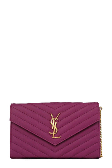 Monogram Chain Wallet Chevron Red Violet with Gold Hardware
