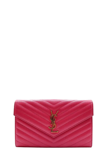 Monogram Chain Wallet with Gold Hardware Fuschia