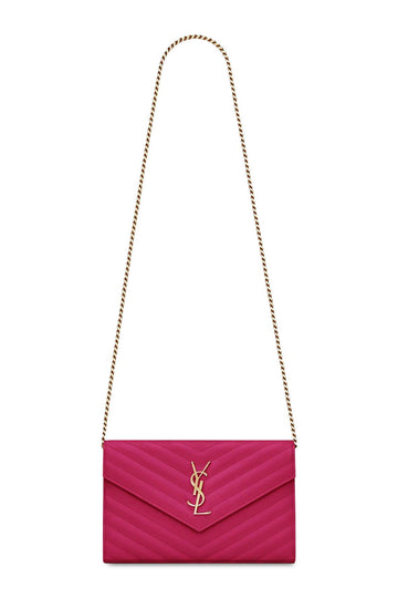 Monogram Chain Wallet Fuchsia with Gold Hardware