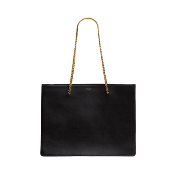Saint Laurent Siena Ultra Lux Black Calf Leather Chain Shoulder Tote Bag