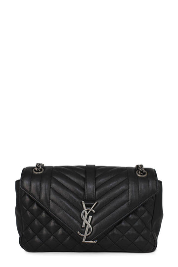 Small Mix Matelasse Monogram Soft Envelope Bag Black