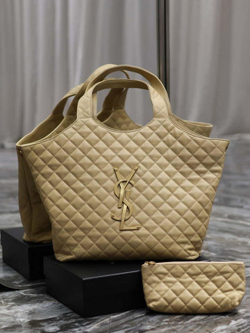 Makersluxe - Icare Maxi Shopping Bag In Quilted Lambskin Apricot
