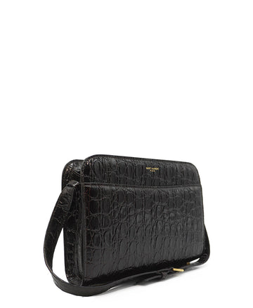 Croco Carre Crossbody Black
