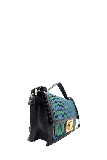 Medium Aileen Shoulder Bag with Blue Stripes Blue
