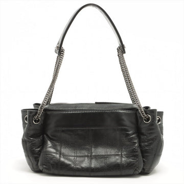 Chocolate Bar Black Lambskin Leather Chain