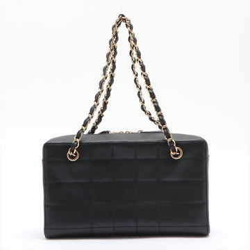 Chocolate Bar Black Lambskin Leather Chain