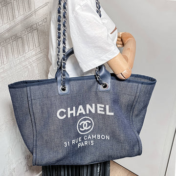 Deauville MM Canvas & Leather Denim Blue Silver