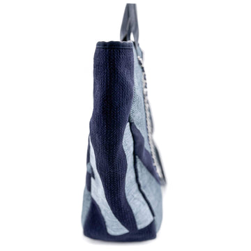 Deauville Shopping Tote Two-Way Raffia Navy Blue